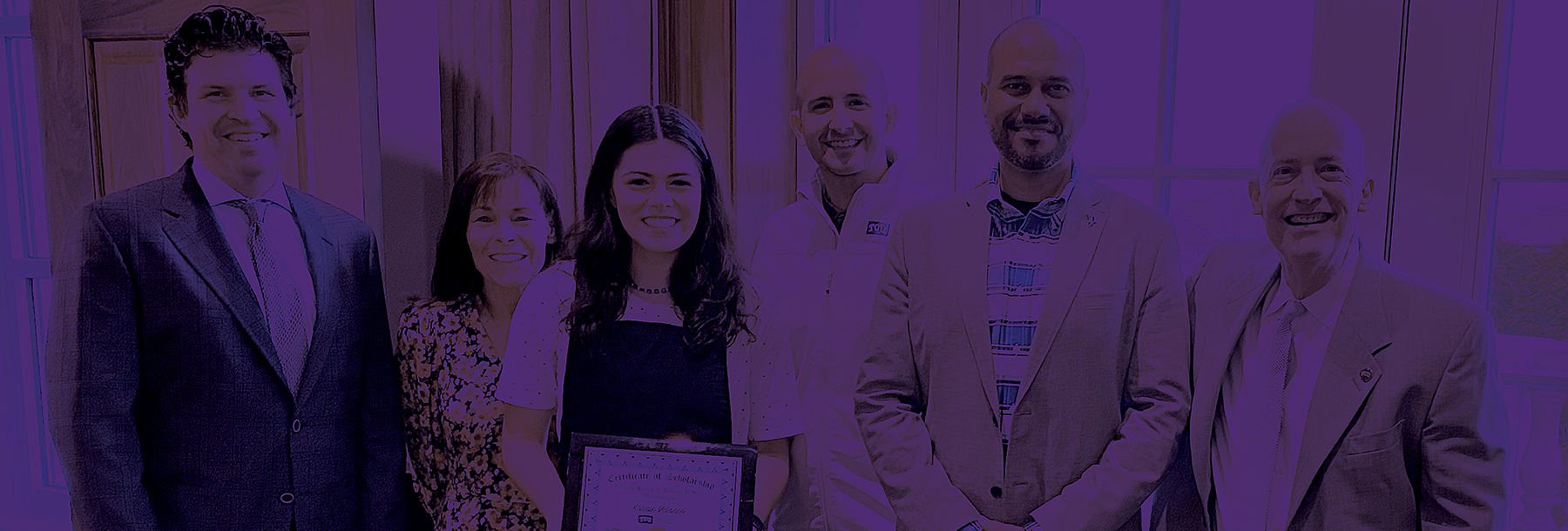 Section Image: Dean Pullin Kassie Velasco and her mother, Banos and D'Souza and Chancellor Boschini 