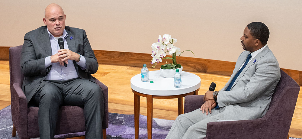 Section Image: Greg Parsons and David Russell on the stage in Shaddock 