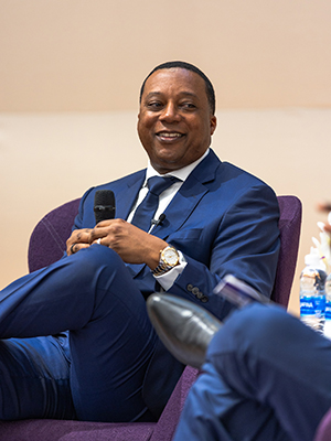 Anthony Kyles with a microphone