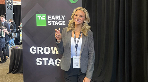 Section Image: Group of students backstage with Paul Evans 