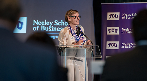 Nikki Morris addresses the audience at the Energy Symposium 