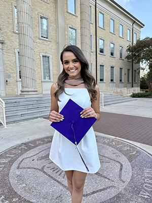 Daniela Duran De Rosales outside of TCU for Graduation