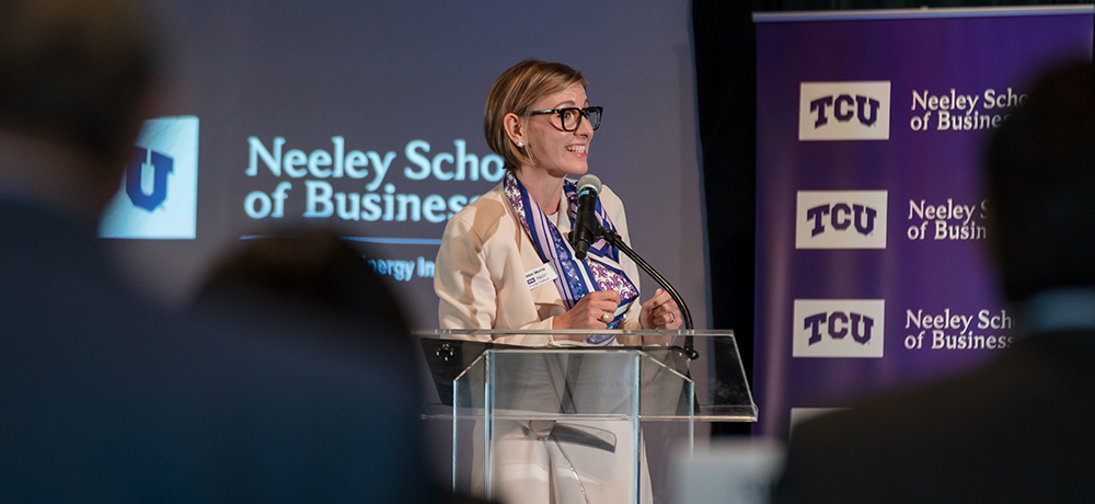 Executive Director of the Ralph Lowe Energy Institute, Nikki Morris addresses the Symposium