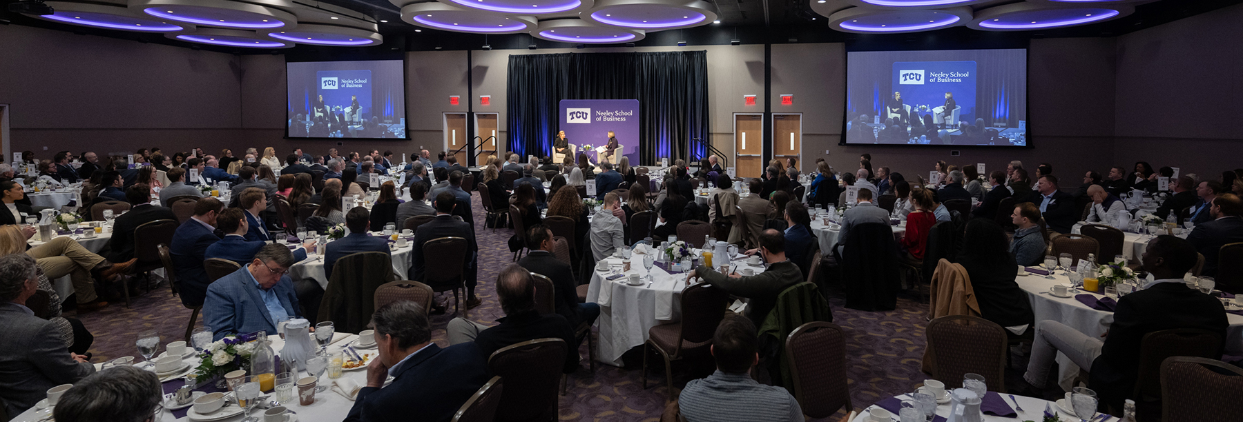 Section Image: BLUU Ballroom with Elaine Paul and Hettie Richardson on stage 