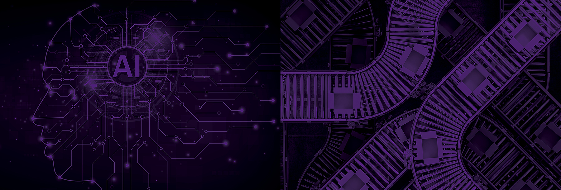 Section Image: Graphic of AI brain and railroad tracks 