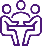 Three people at a table icon