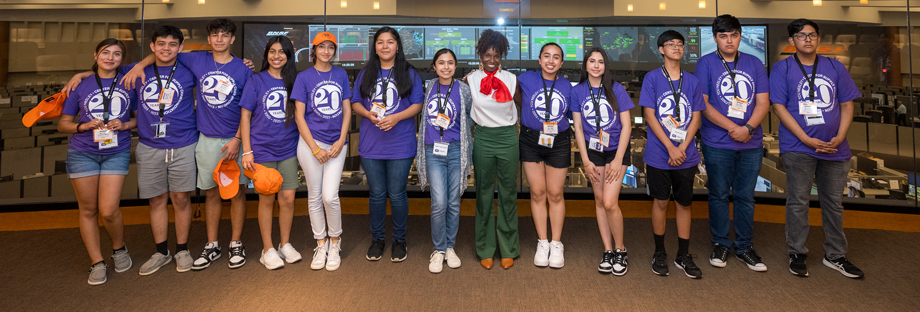 Section Image: Business Tech campers in an observation room over the BNSF control center. 