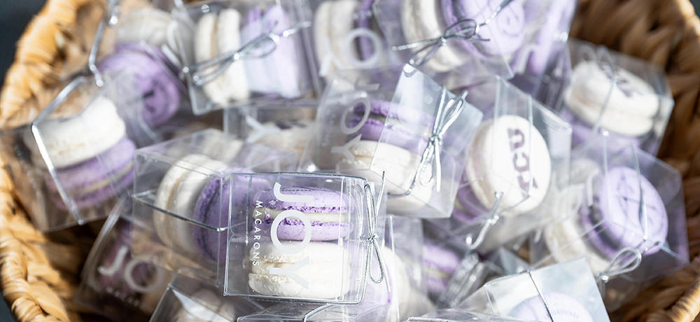 Purple and white macaron cookies