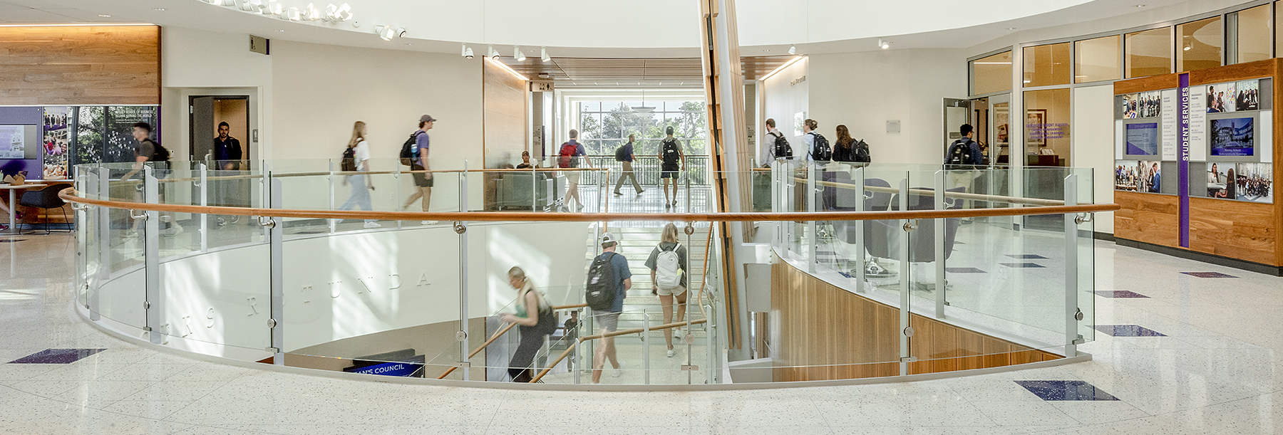 Section Image: Second floor of Hays Hall looking at the Rogers Rotunda 