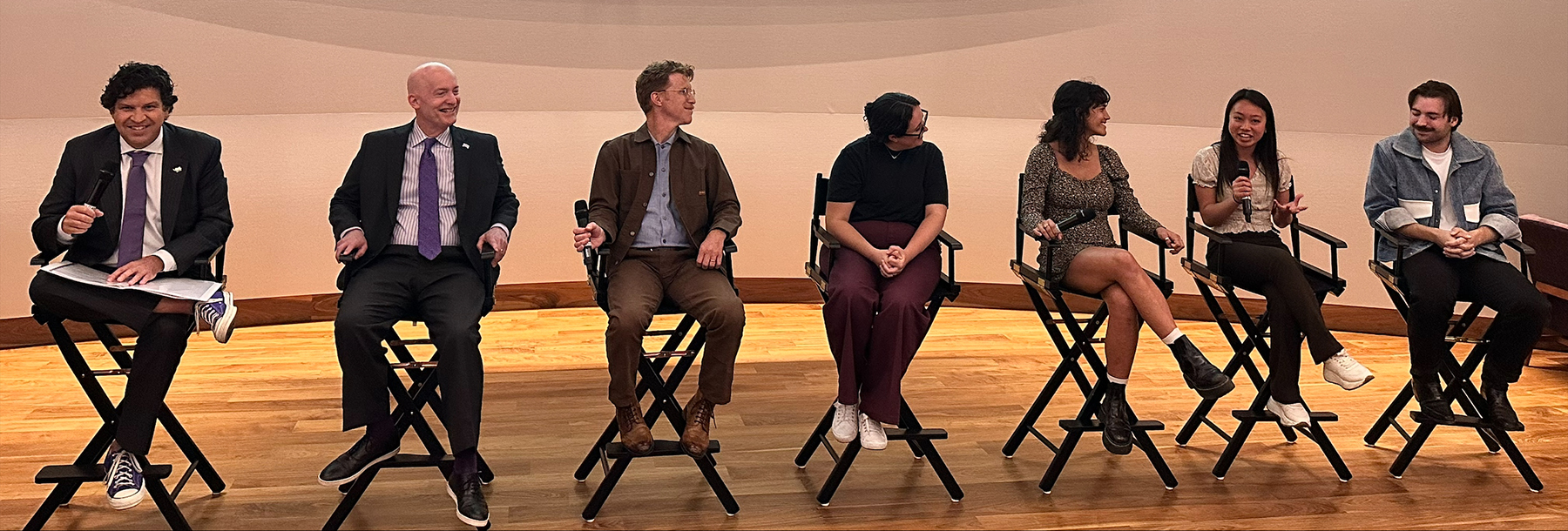 Section Image: President Pullin, Chancellor Boschini and others on stage at the debut screening 