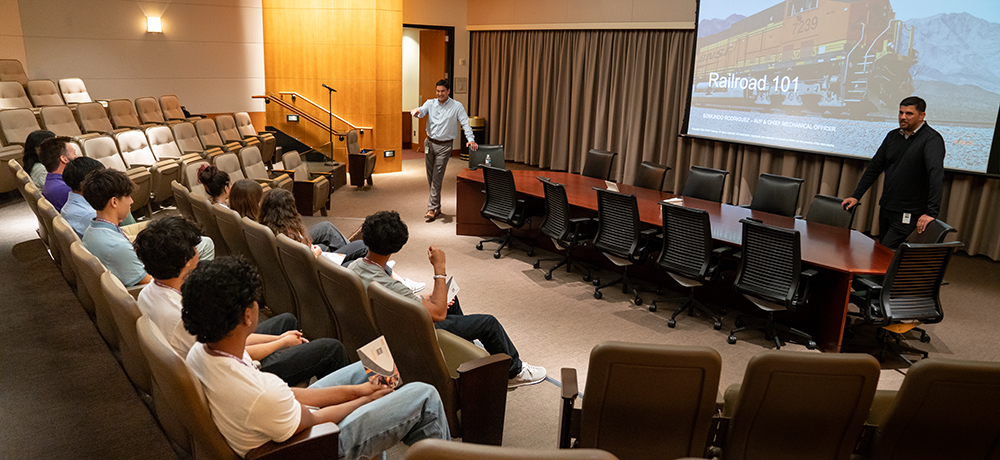 BNSF Railroad speaking to the Business Tech Camp
