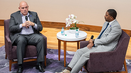 Section Image: Greg Parsons and David Russell on the stage in Shaddock 