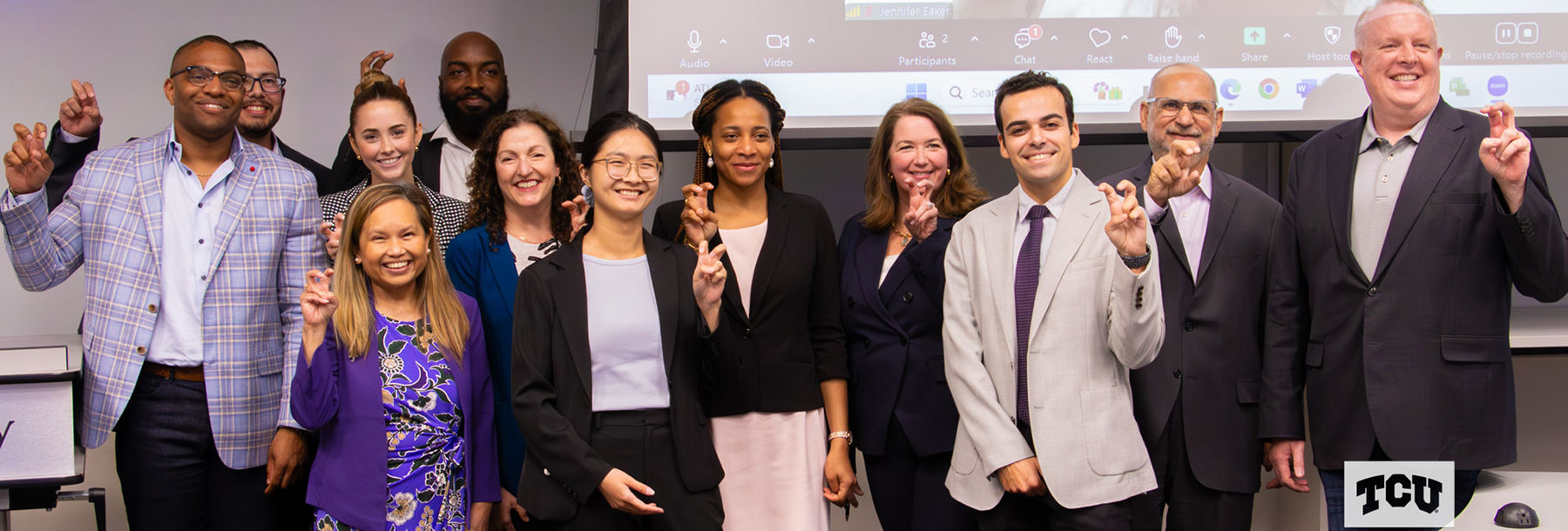 Section Image: Neeley MBA students with frogs up 